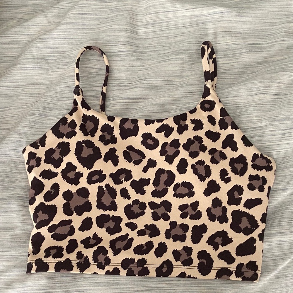 Pink Lily Leopard Print Longline Bra Top